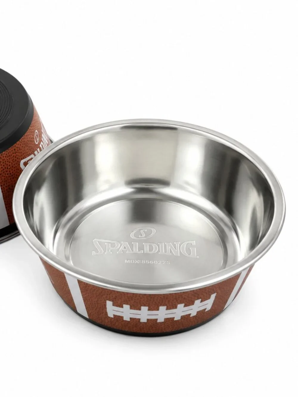 Spalding Football 2 Pc Pet Bowl Set Stainless Steel Food Water Bowls Dog Cat